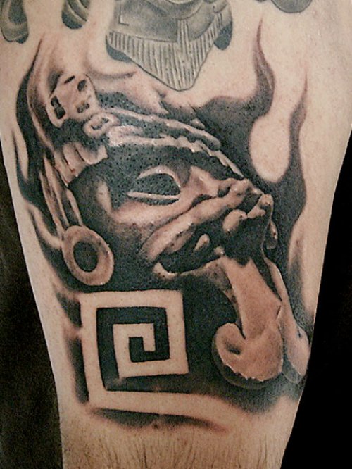 Black And White Bull Head Tattoo